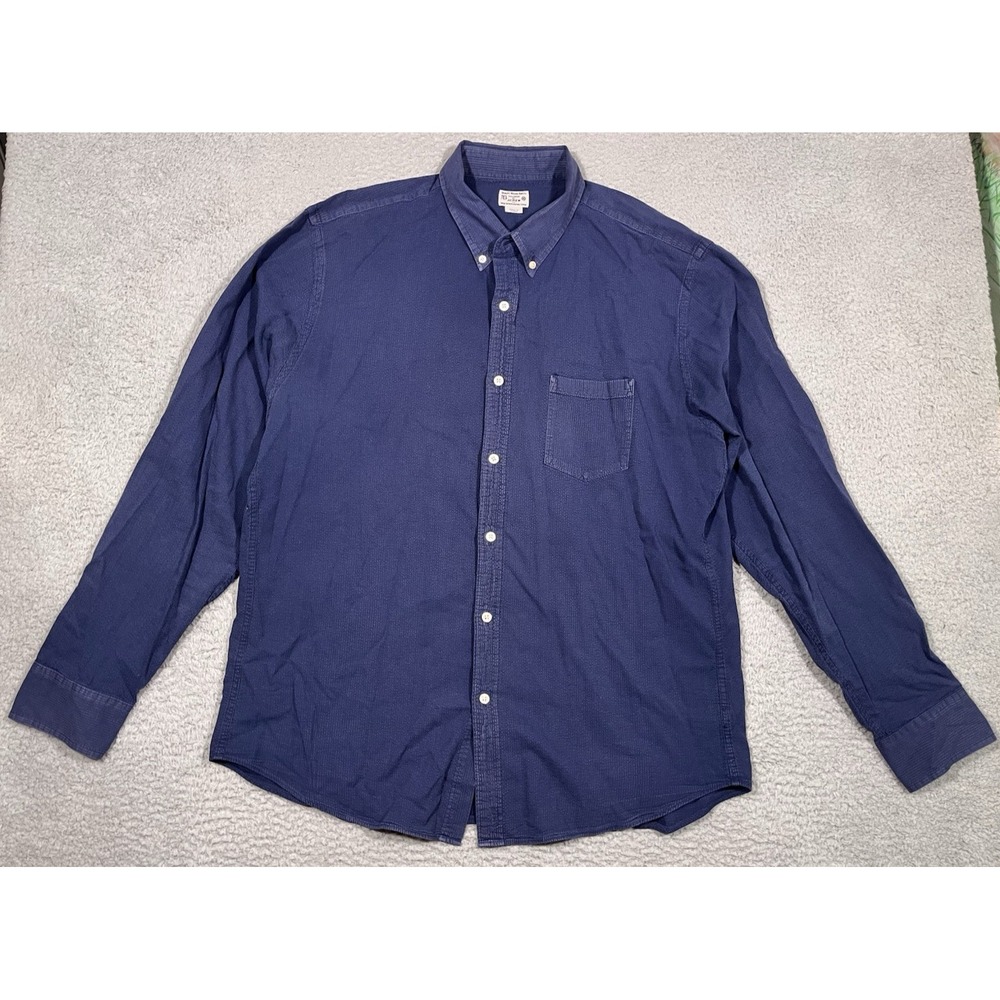 Vintage J. Crew Shirt 100% Cotton Woven Tailored Mens Long Sleeve Button Blue XL